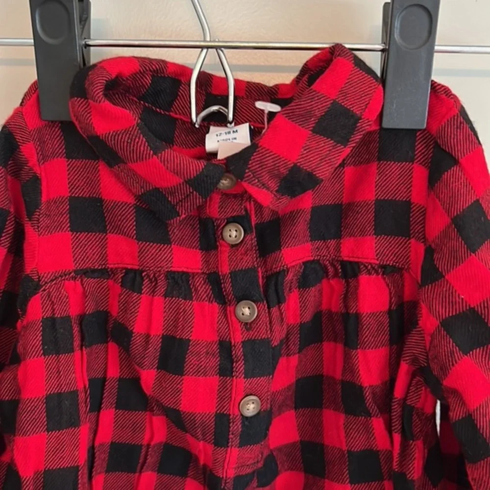 NWT Old Navy plaid girls shirt size 12-18 months